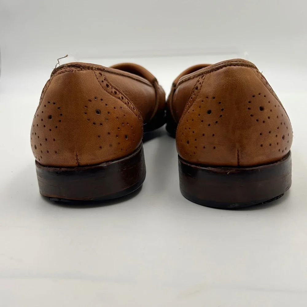 VTG Thornton Bay Kiltie Loafers Men 10 Brown Leather Brogue Made in Italy Preppy